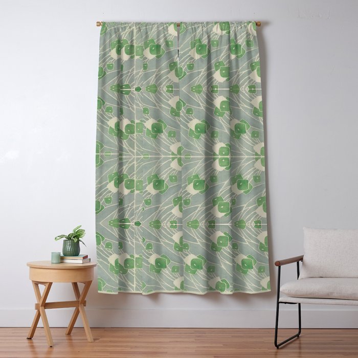 Green Geometric 1915 Hannah Borger Overbeck Window Curtain Gallery Image 5