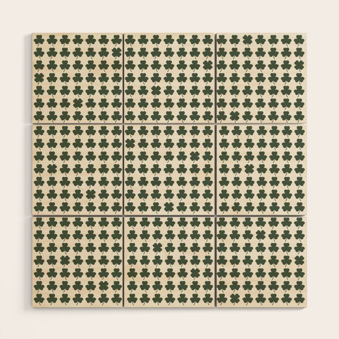 Clovers XXXVIII Dark Green Botanical Pattern Wood Wall Art Gallery Image 1