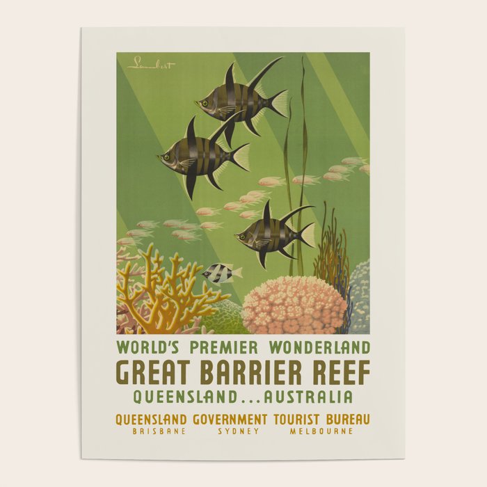 Great Barrier Reef, Queensland - Vintage australian travel poster, 1930s Poster Gallery Image 1