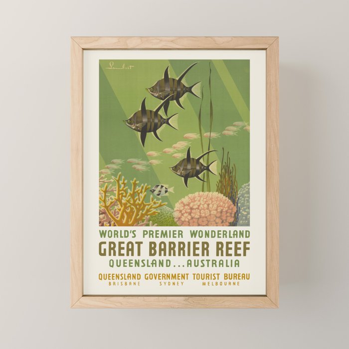 Great Barrier Reef, Queensland - Vintage australian travel poster, 1930s Mini Art Print Gallery Image 1