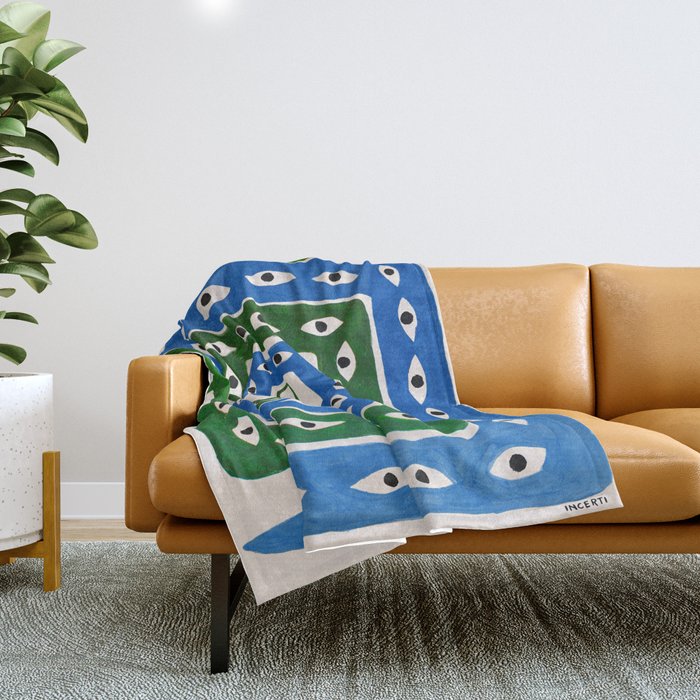 The Good Eye Snake Green/Blue Throw Blanket Gallery Image 1