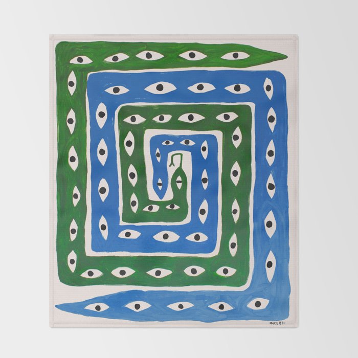 The Good Eye Snake Green/Blue Throw Blanket Gallery Image 2