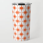 Midcentury Modern Atomic Starburst Pattern Orange and White Travel Mug Gallery Image 1