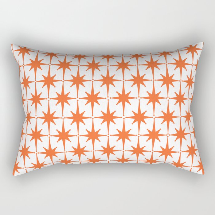 Midcentury Modern Atomic Starburst Pattern Orange and White Rectangular Pillow Gallery Image 1