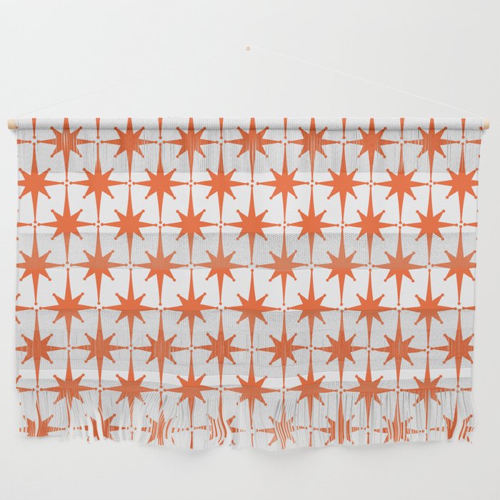 Midcentury Modern Atomic Starburst Pattern Orange and White Wall Hanging Gallery Image 1