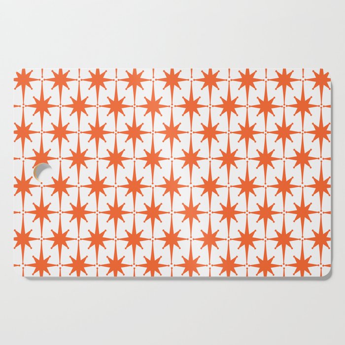 Midcentury Modern Atomic Starburst Pattern Orange and White Cutting Board Gallery Image 1