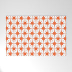Midcentury Modern Atomic Starburst Pattern Orange and White Welcome Mat Gallery Image 1