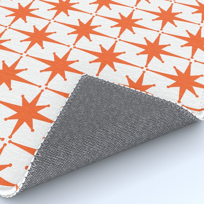 Midcentury Modern Atomic Starburst Pattern Orange and White Rug Gallery Image 4