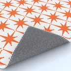 Midcentury Modern Atomic Starburst Pattern Orange and White Rug Gallery Image 4
