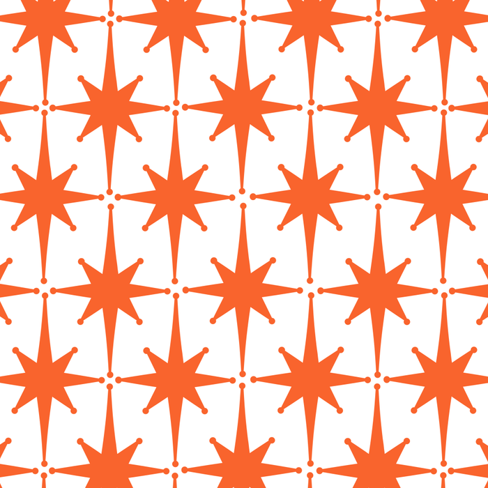 Midcentury Modern Atomic Starburst Pattern Orange and White Coffee Mug Gallery Image 2
