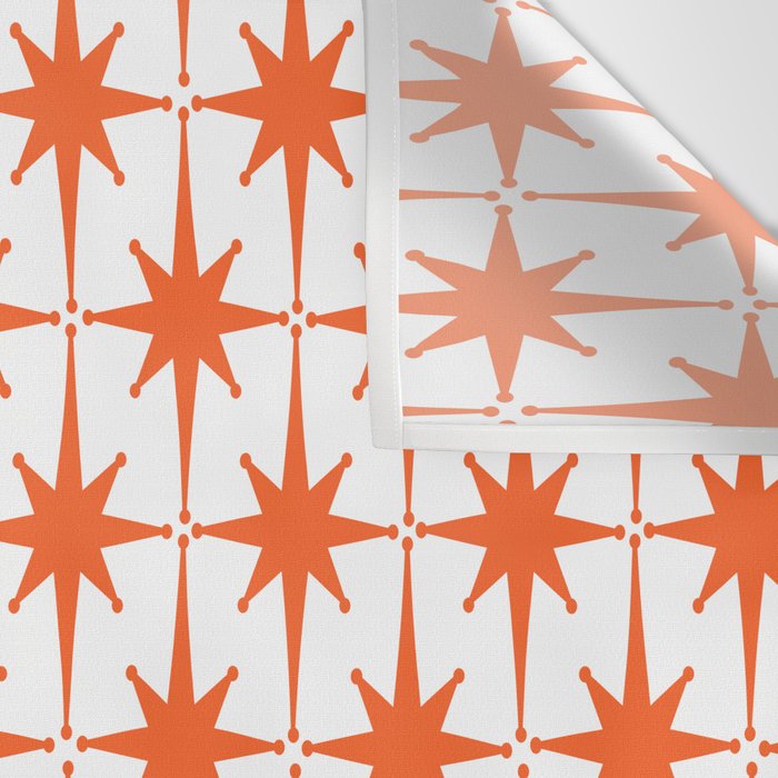 Midcentury Modern Atomic Starburst Pattern Orange and White Wall Tapestry Gallery Image 3
