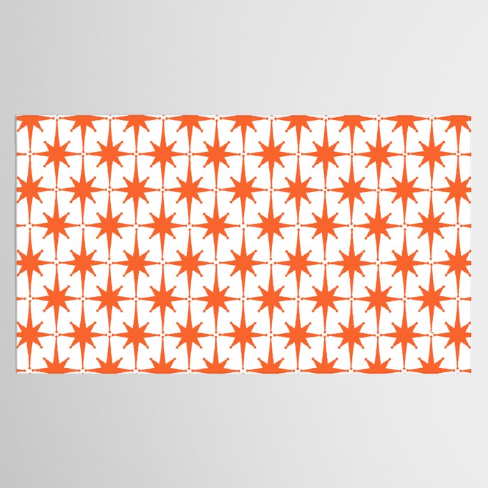 Midcentury Modern Atomic Starburst Pattern Orange and White Tablecloth Gallery Image 2