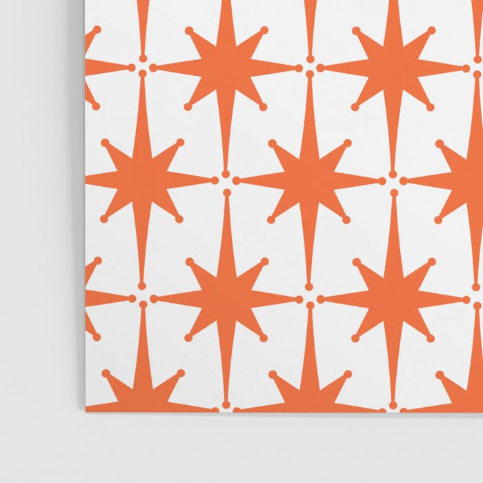 Midcentury Modern Atomic Starburst Pattern Orange and White Poster Gallery Image 3