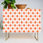 Midcentury Modern Atomic Starburst Pattern Orange and White Credenza Gallery Image 1