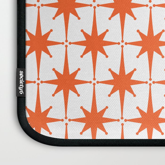 Midcentury Modern Atomic Starburst Pattern Orange and White Laptop Sleeve Gallery Image 3
