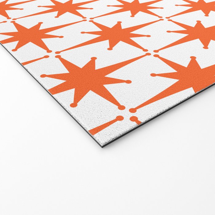 Midcentury Modern Atomic Starburst Pattern Orange and White Welcome Mat Gallery Image 2