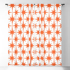 Midcentury Modern Atomic Starburst Pattern Orange and White Window Curtain Gallery Image 5