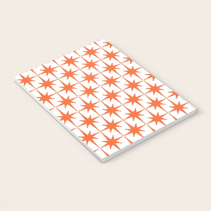 Midcentury Modern Atomic Starburst Pattern Orange and White Notebook Gallery Image 3