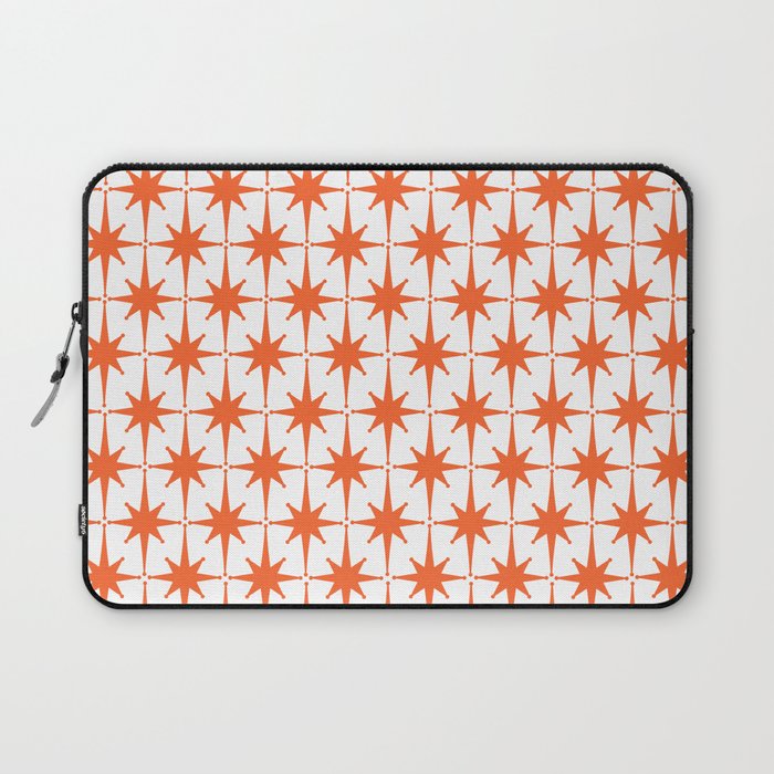 Midcentury Modern Atomic Starburst Pattern Orange and White Laptop Sleeve Gallery Image 1