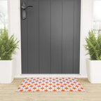 Midcentury Modern Atomic Starburst Pattern Orange and White Welcome Mat Gallery Image 3