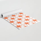 Midcentury Modern Atomic Starburst Pattern Orange and White Yoga Mat Gallery Image 2