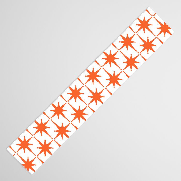 Midcentury Modern Atomic Starburst Pattern Orange and White Table Runner Gallery Image 3