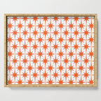 Midcentury Modern Atomic Starburst Pattern Orange and White Serving Tray Gallery Image 1