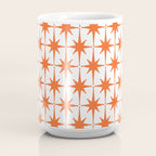 Midcentury Modern Atomic Starburst Pattern Orange and White Coffee Mug Gallery Image 4