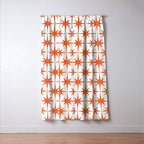 Midcentury Modern Atomic Starburst Pattern Orange and White Window Curtain Gallery Image 3