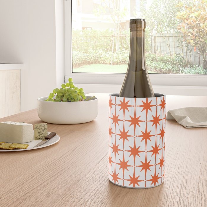 Midcentury Modern Atomic Starburst Pattern Orange and White Wine Chiller Gallery Image 4