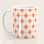 Midcentury Modern Atomic Starburst Pattern Orange and White Coffee Mug Gallery Image 3