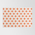 Midcentury Modern Atomic Starburst Pattern Orange and White Rug Gallery Image 2