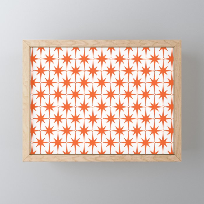 Midcentury Modern Atomic Starburst Pattern Orange and White Mini Art Print Gallery Image 1