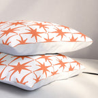 Midcentury Modern Atomic Starburst Pattern Orange and White Pillow Sham Gallery Image 3