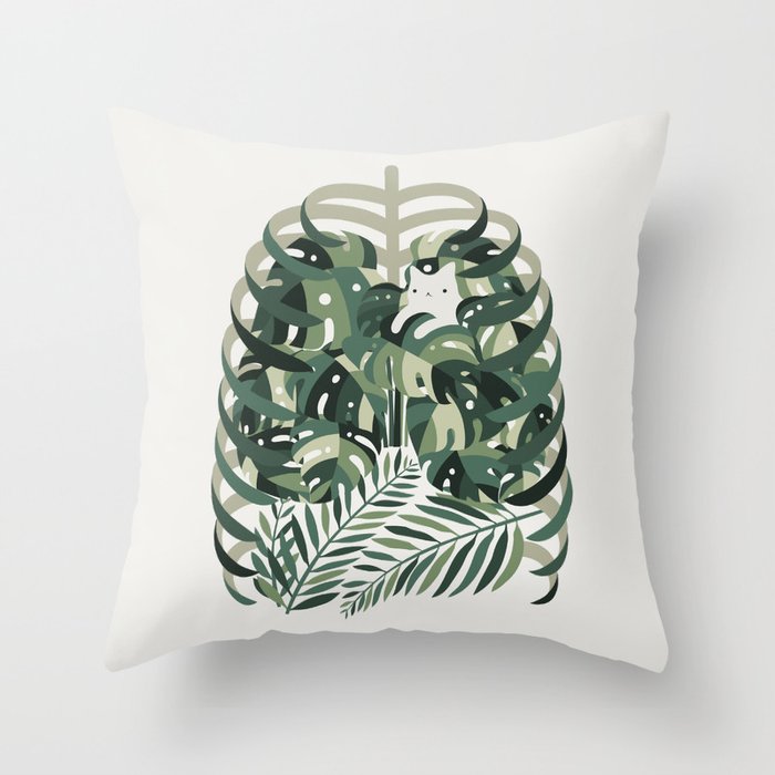 Cat and Plant 56 Throw Pillow Gallery Image 6