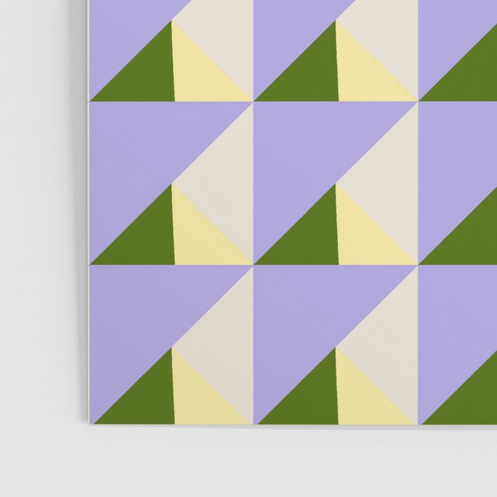Lavender Triangle Pattern  Calm Geometric Abstract in Cream yellow and Olive Green Poster Gallery Image 3