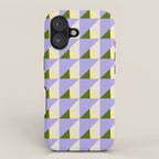 Lavender Triangle Pattern  Calm Geometric Abstract in Cream yellow and Olive Green iPhone Case Gallery Image 1