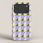 Lavender Triangle Pattern  Calm Geometric Abstract in Cream yellow and Olive Green iPhone Case Gallery Image 3
