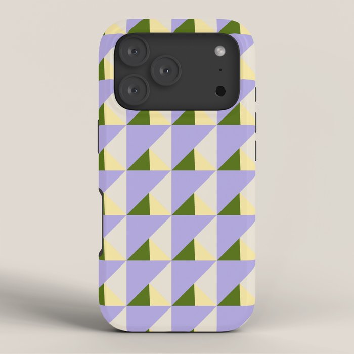 Lavender Triangle Pattern  Calm Geometric Abstract in Cream yellow and Olive Green iPhone Case Gallery Image 3