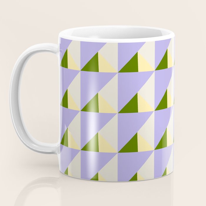 Lavender Triangle Pattern  Calm Geometric Abstract in Cream yellow and Olive Green Coffee Mug Gallery Image 3