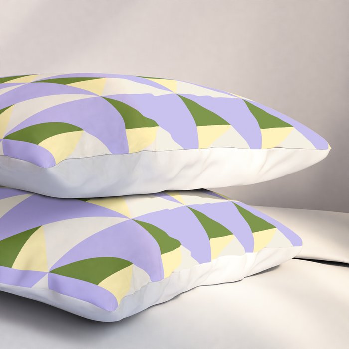 Lavender Triangle Pattern  Calm Geometric Abstract in Cream yellow and Olive Green Pillow Sham Gallery Image 3