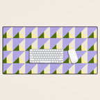 Lavender Triangle Pattern  Calm Geometric Abstract in Cream yellow and Olive Green Desk Mat Gallery Image 1