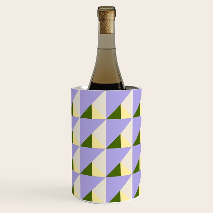 Lavender Triangle Pattern  Calm Geometric Abstract in Cream yellow and Olive Green Wine Chiller Gallery Image 1