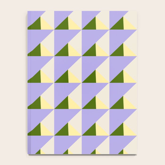 Lavender Triangle Pattern  Calm Geometric Abstract in Cream yellow and Olive Green Notebook Gallery Image 4