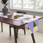 Lavender Triangle Pattern  Calm Geometric Abstract in Cream yellow and Olive Green Table Runner Gallery Image 2