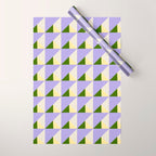 Lavender Triangle Pattern  Calm Geometric Abstract in Cream yellow and Olive Green Wrapping Paper Gallery Image 1