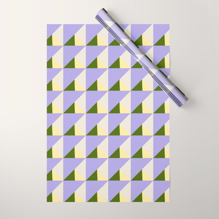 Lavender Triangle Pattern  Calm Geometric Abstract in Cream yellow and Olive Green Wrapping Paper Gallery Image 1
