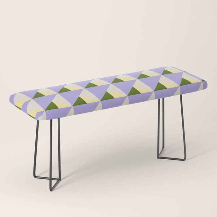 Lavender Triangle Pattern  Calm Geometric Abstract in Cream yellow and Olive Green Bench Gallery Image 1
