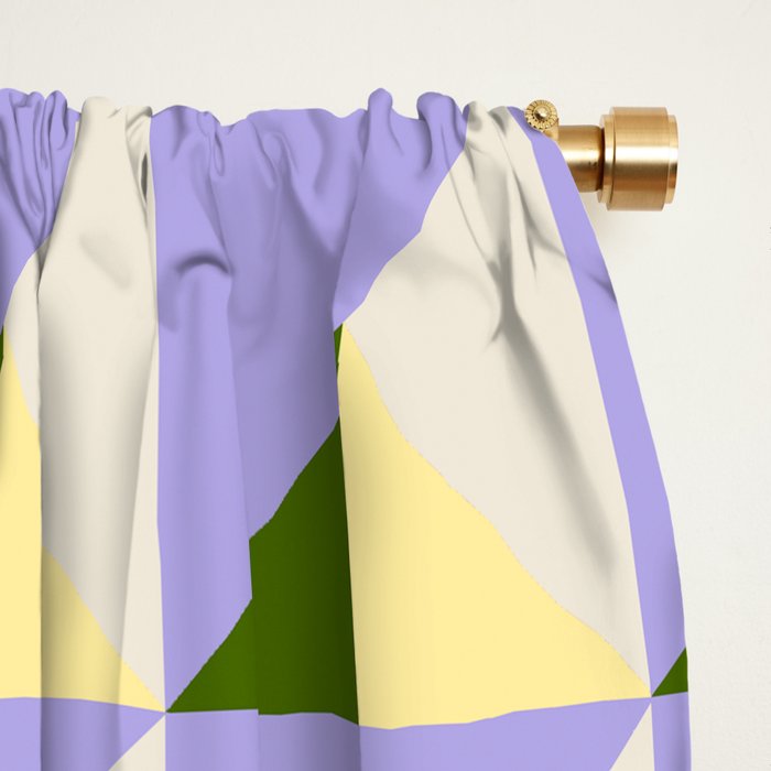 Lavender Triangle Pattern  Calm Geometric Abstract in Cream yellow and Olive Green Window Curtain Gallery Image 2
