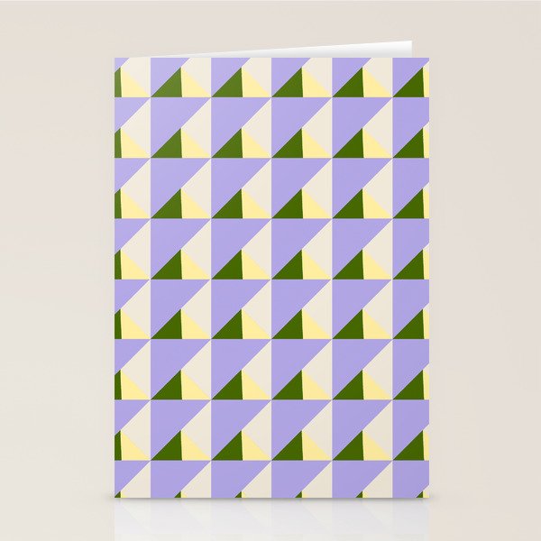 Lavender Triangle Pattern  Calm Geometric Abstract in Cream yellow and Olive Green Stationery Card Gallery Image 2